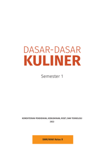 Image of Dasar-Dasar Kuliner untuk SMK/MAK Kelas X Semester 1